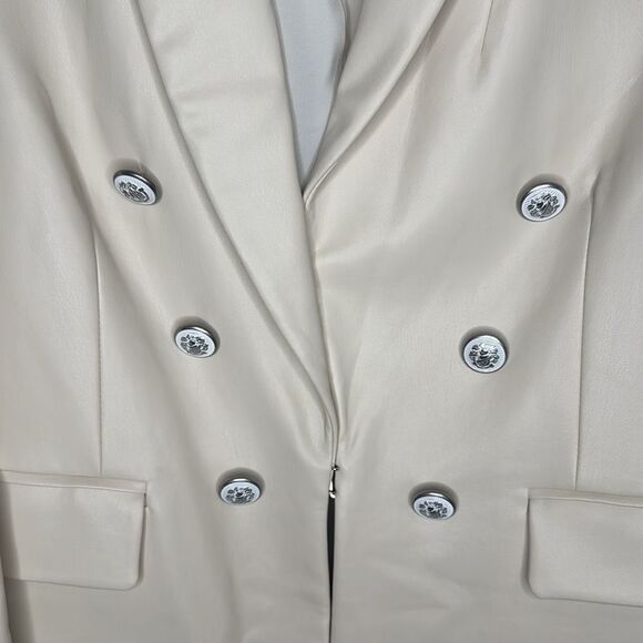 VERONICA BEARD Beacon Faux Leather Dickey Blazer in Ecru Size 8 Revolve - Picture 7 of 14